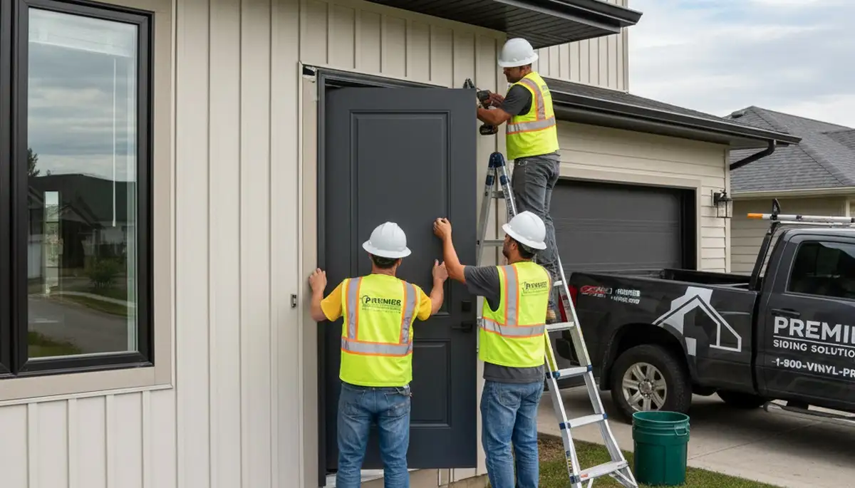 Professional door installation by vinyl-siding experts in Charlotte, NC home exterior