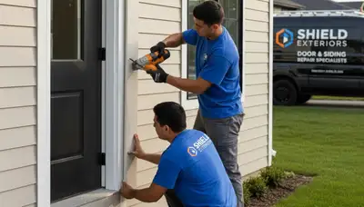 Professional door repair service in Charlotte, NC by Next Level Exteriors vinyl-siding experts