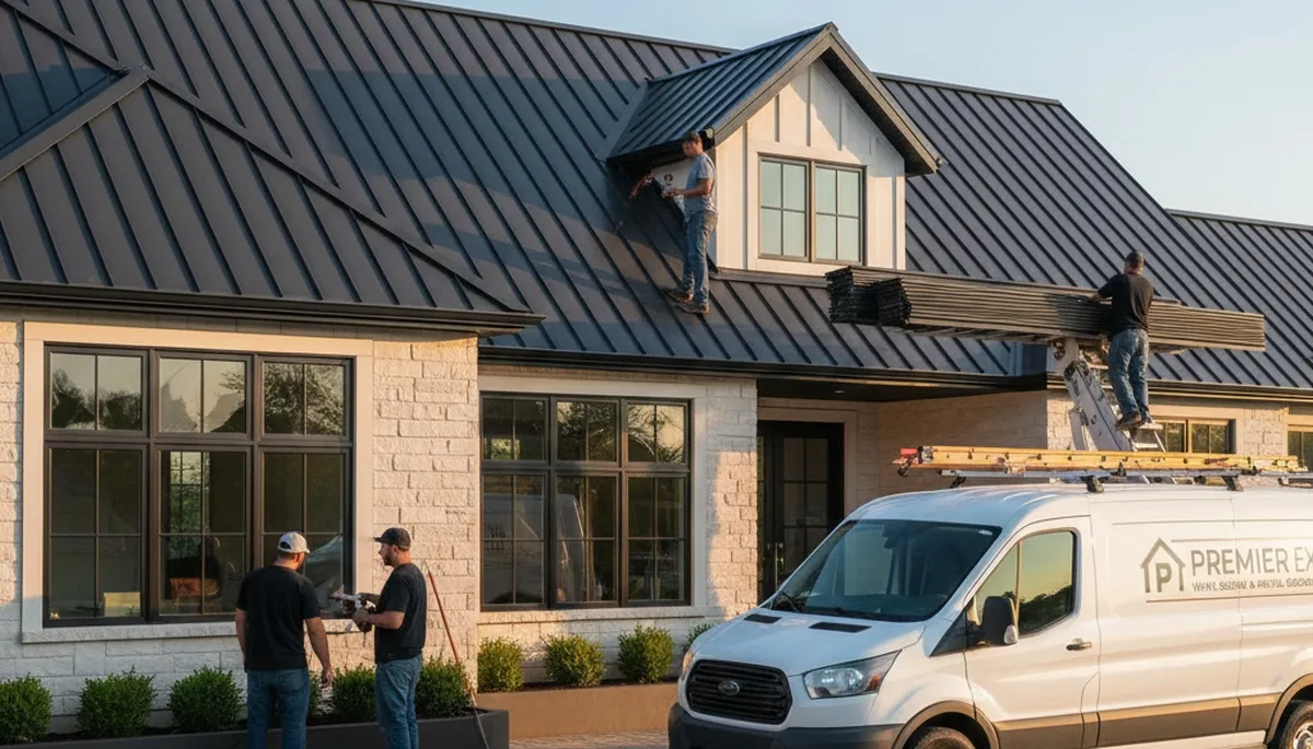 Professional metal roofing installation on residential home in Charlotte, NC by Next Level Exteriors