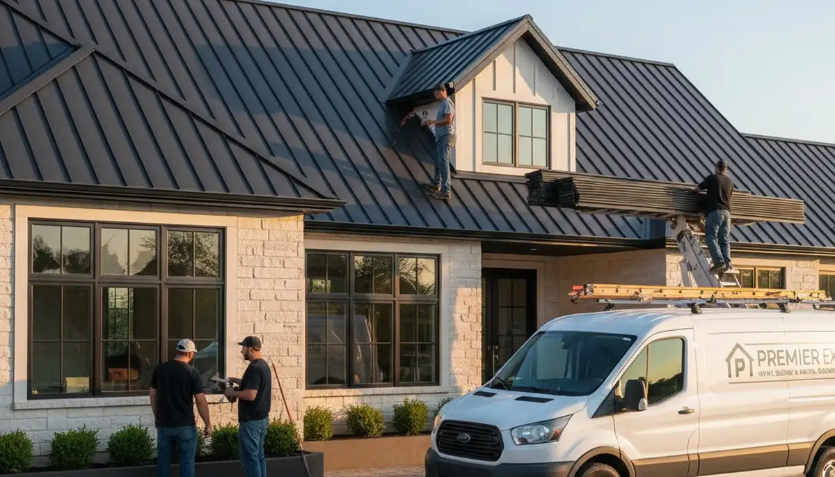Professional metal roofing installation on residential home in Charlotte, NC by Next Level Exteriors