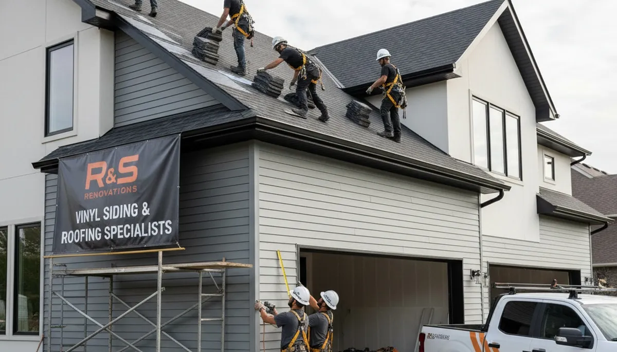 Professional roof installation crew working in Charlotte, NC by Next Level Exteriors