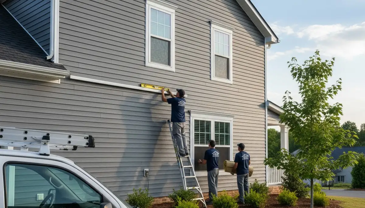 Professional vinyl siding installation on home exterior in Charlotte, NC